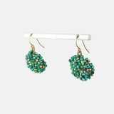 Turquoise and Gold Pyrite Cluster Drop Earrings