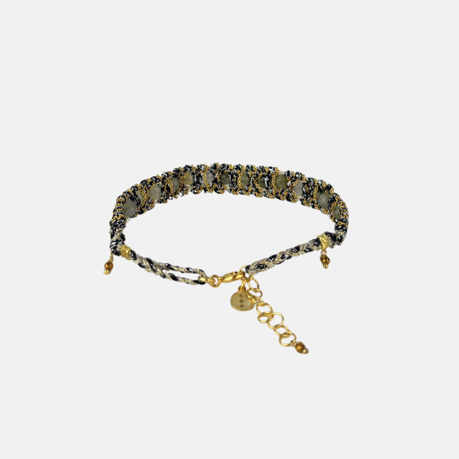 DAG Gioielli Woven Bracelet with Labradorite Gemstones - Big Bag NY