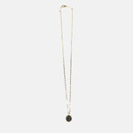 Ithil Round Pewter Druzy Necklace in Gold - Big Bag NY