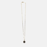 Ithil Round Pewter Druzy Necklace in Gold - Big Bag NY