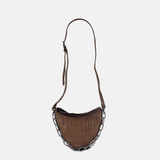Rehard Small Moon Crossbody Bag with Gunmetal Chain Strap in Caramel