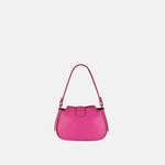 Plinio Visona Small Whip Stitched Shoulder Hobo Bag with Outer Pocket in Magenta - Big Bag NY
