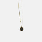 Ithil Round Pewter Druzy Necklace in Gold - Big Bag NY