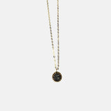 Ithil Round Pewter Druzy Necklace in Gold - Big Bag NY