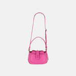 Plinio Visona Small Whip Stitched Shoulder Hobo Bag with Outer Pocket in Magenta - Big Bag NY