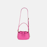 Plinio Visona Small Whip Stitched Shoulder Hobo Bag with Outer Pocket in Magenta - Big Bag NY
