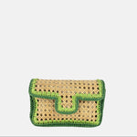 Caterina Bertini Straw Caning Flap Shoulder Bag in Green - Big Bag NY