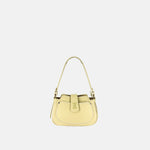Plinio Visona Small Whip Stitched Shoulder Hobo Bag with Outer Pocket in Canary - Big Bag NY
