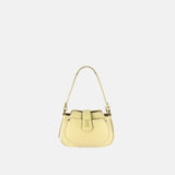 Plinio Visona Small Whip Stitched Shoulder Hobo Bag with Outer Pocket in Canary - Big Bag NY