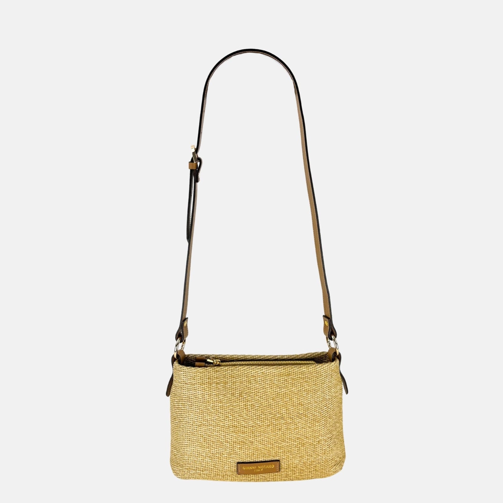 Gianni Notaro Small Raffia Shoulder and Crossbody Bag in Brown - Big Bag NY