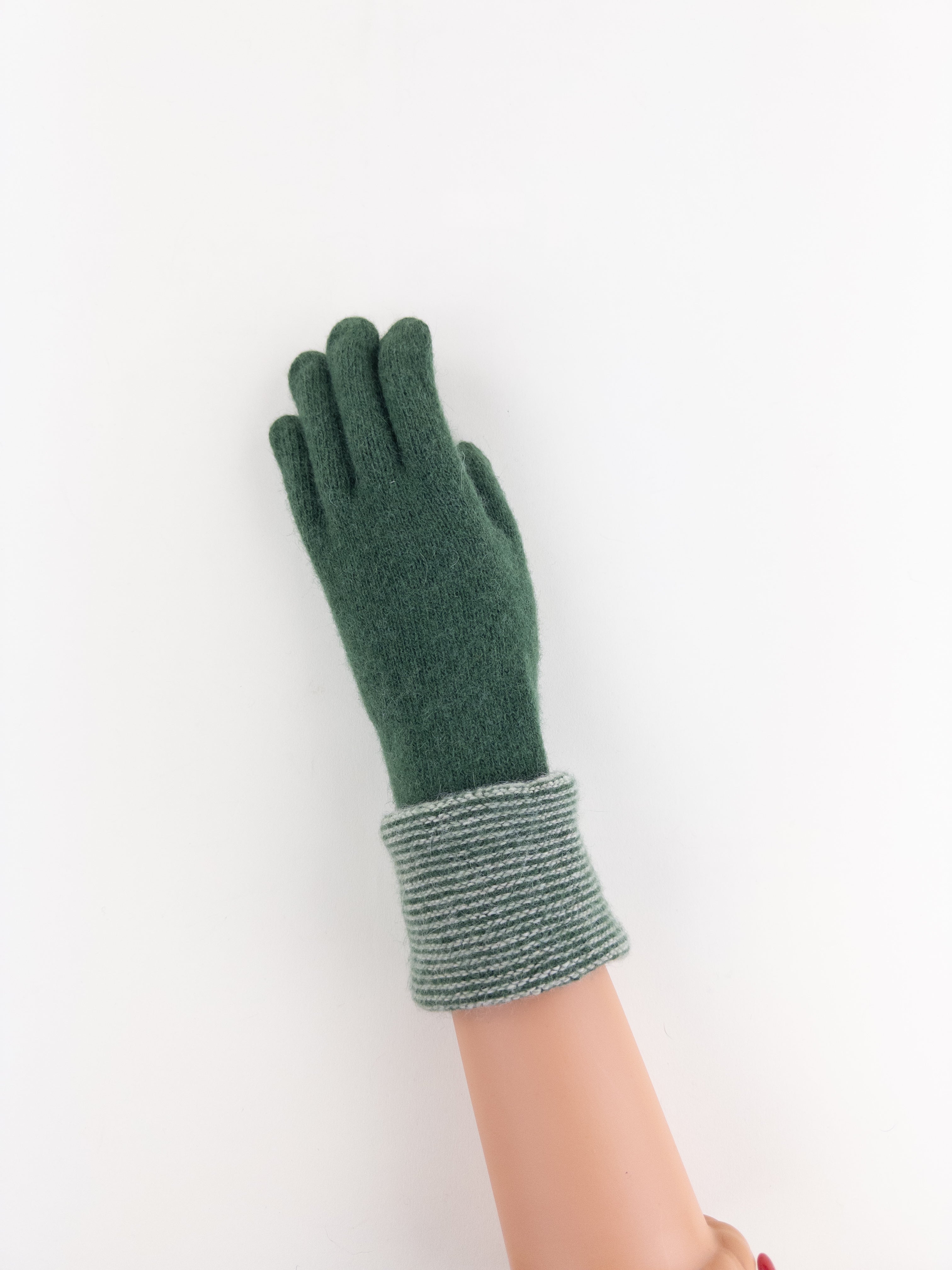 Santacana Striped Cuff Gloves in Green - Big Bag NY