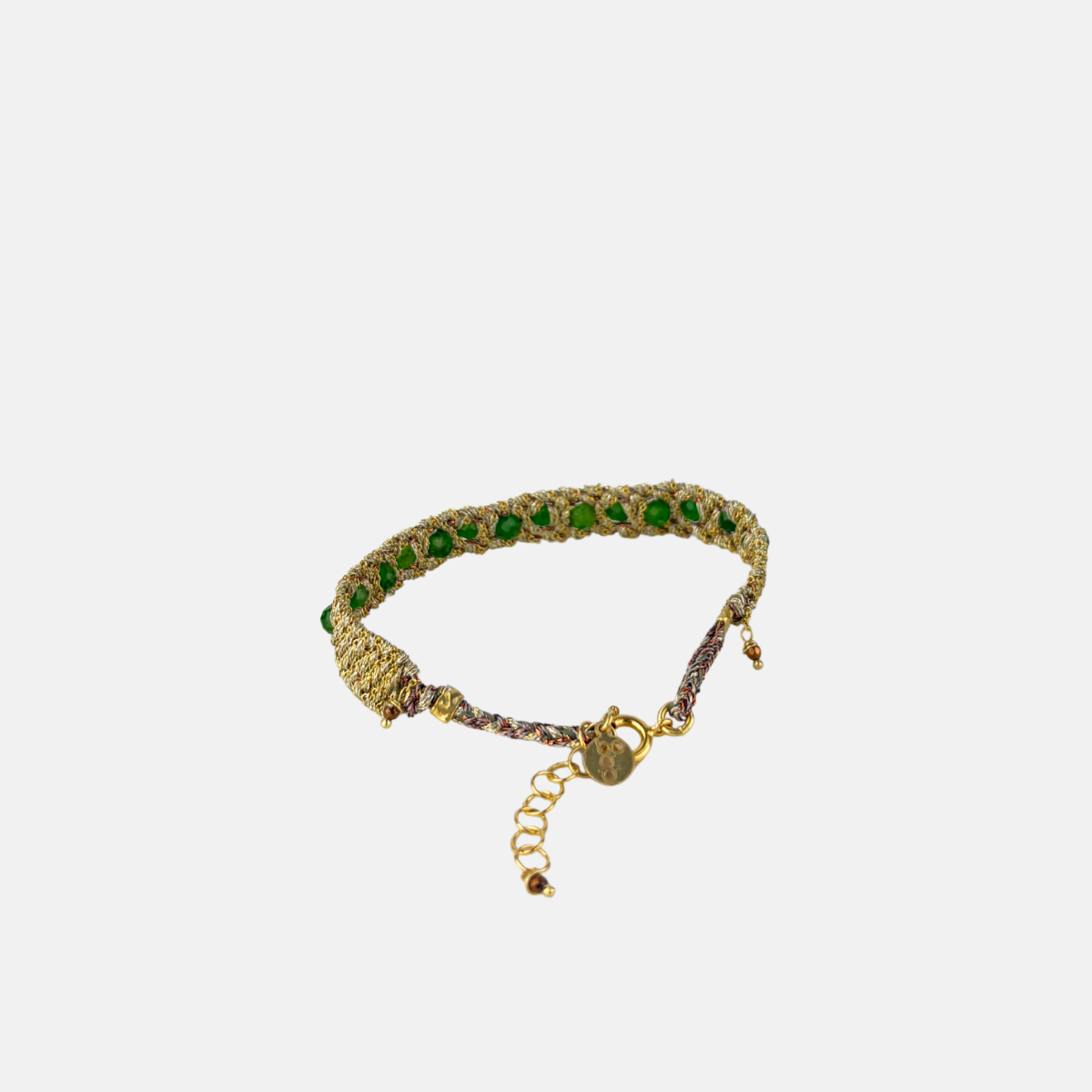 DAG Gioielli Woven Bracelet with Green Gemstones - Big Bag NY 