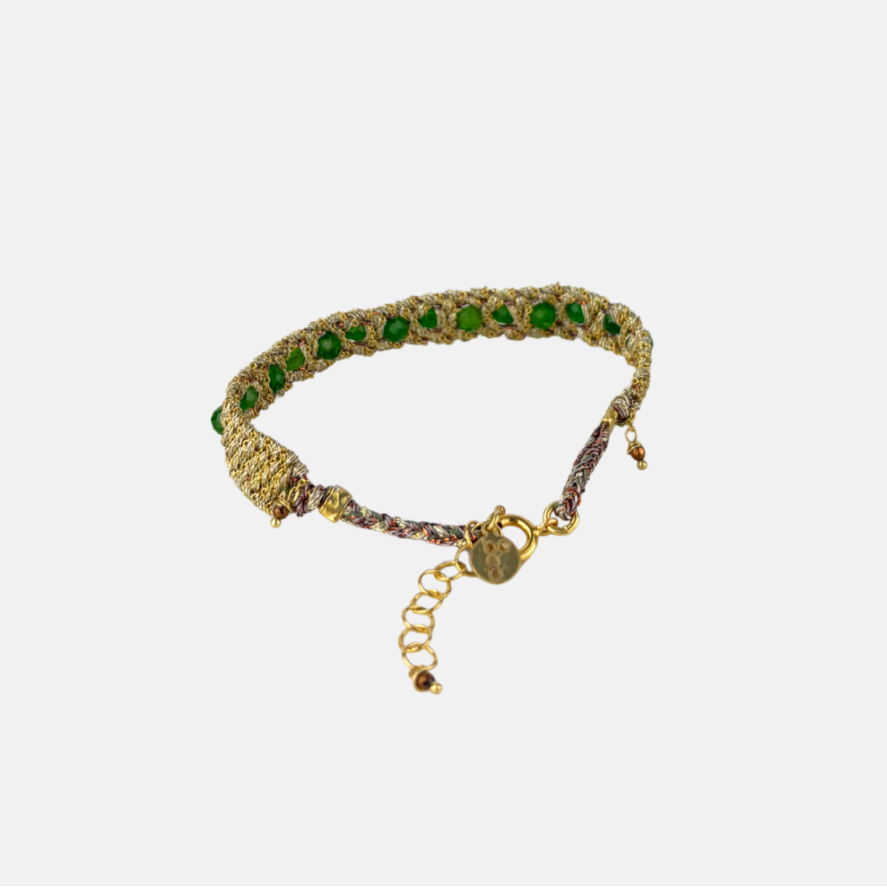 DAG Gioielli Woven Bracelet with Green Gemstones - Big Bag NY 