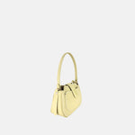 Plinio Visona Small Whip Stitched Shoulder Hobo Bag with Outer Pocket in Canary - Big Bag NY