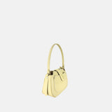 Plinio Visona Small Whip Stitched Shoulder Hobo Bag with Outer Pocket in Canary - Big Bag NY