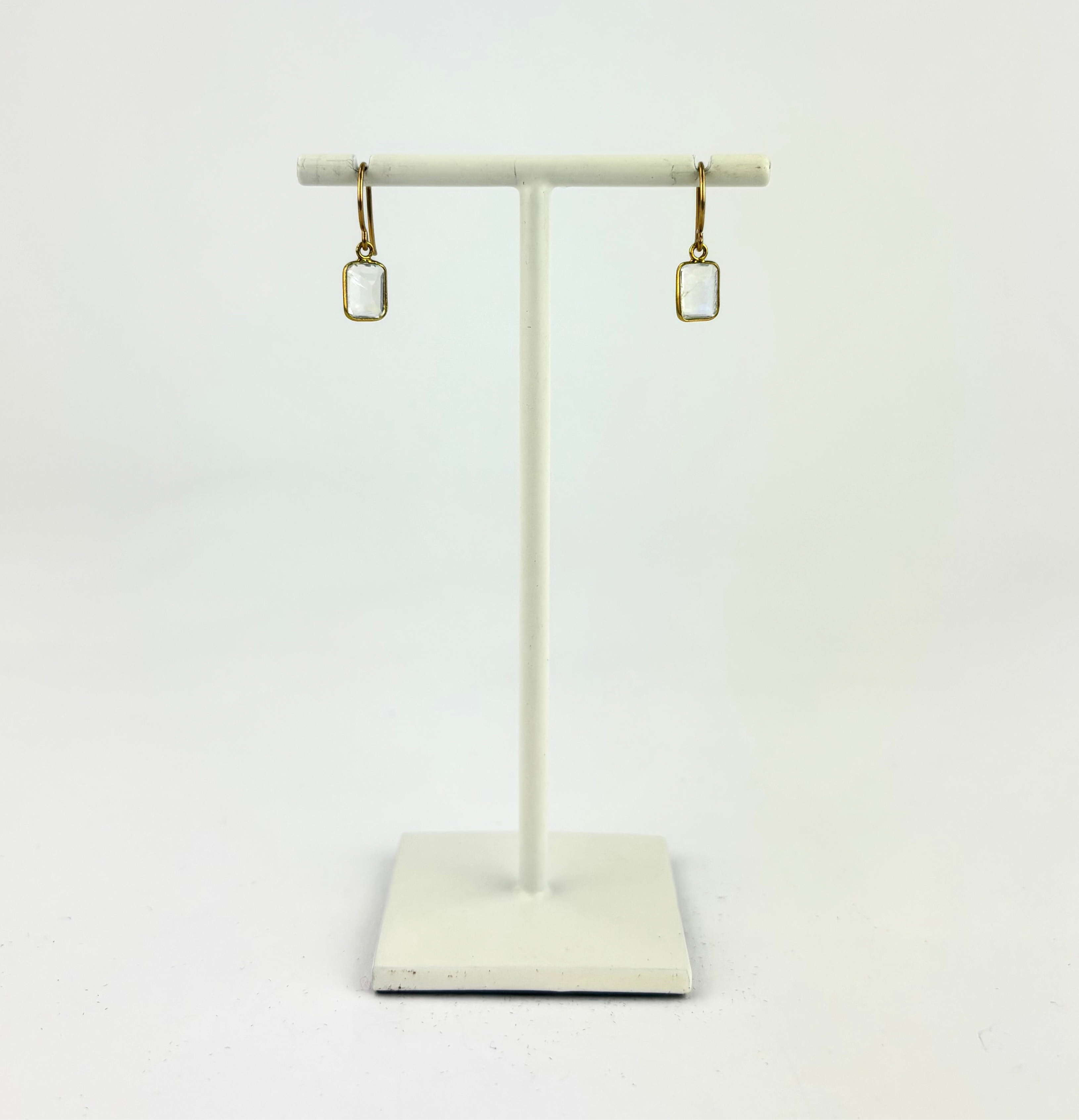 Rainbow Moonstone Baguette Earrings - Big Bag NY