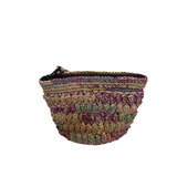 Woven raffia mini pouch in pastel