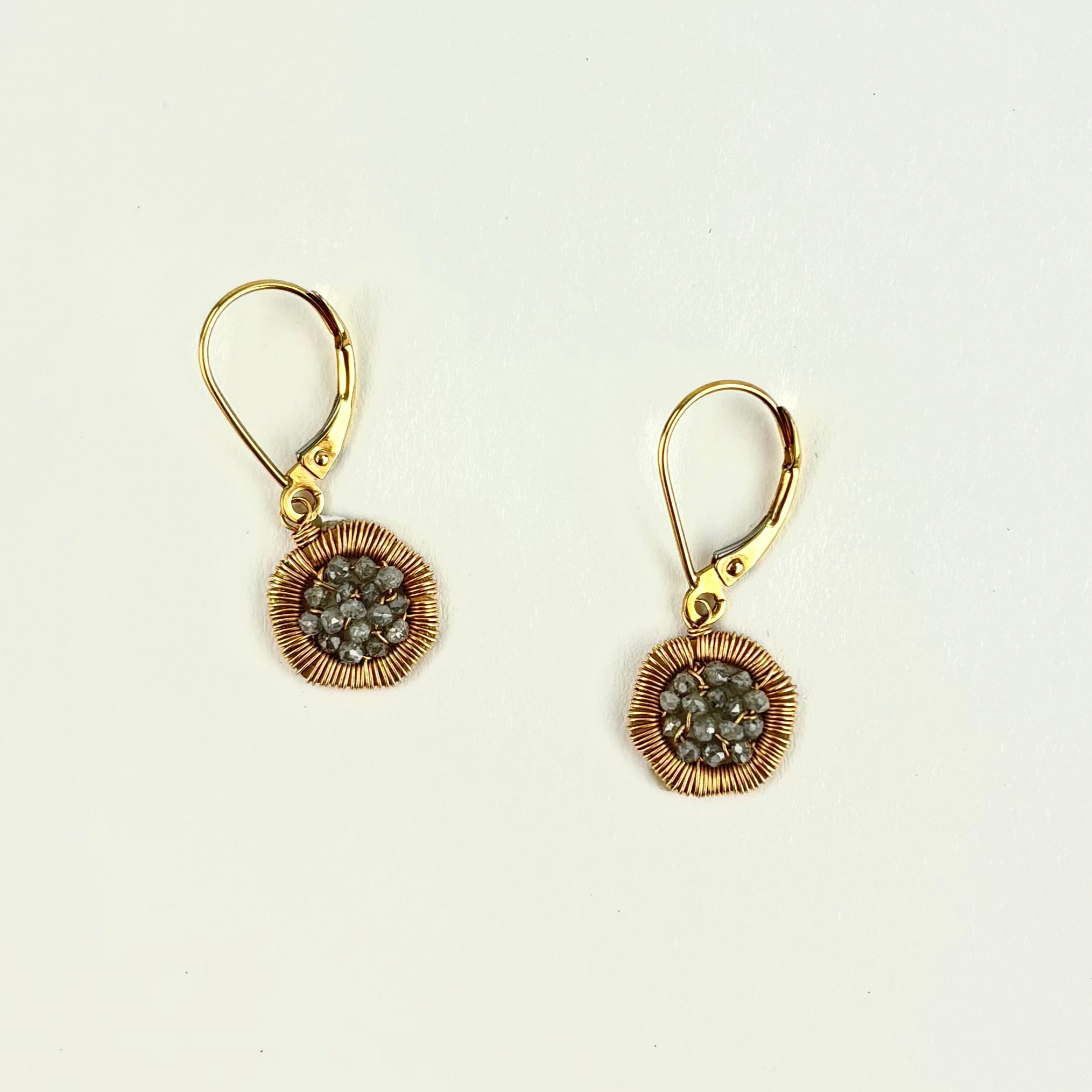 Grey Diamond Cluster Drop Earrings - Big Bag NY