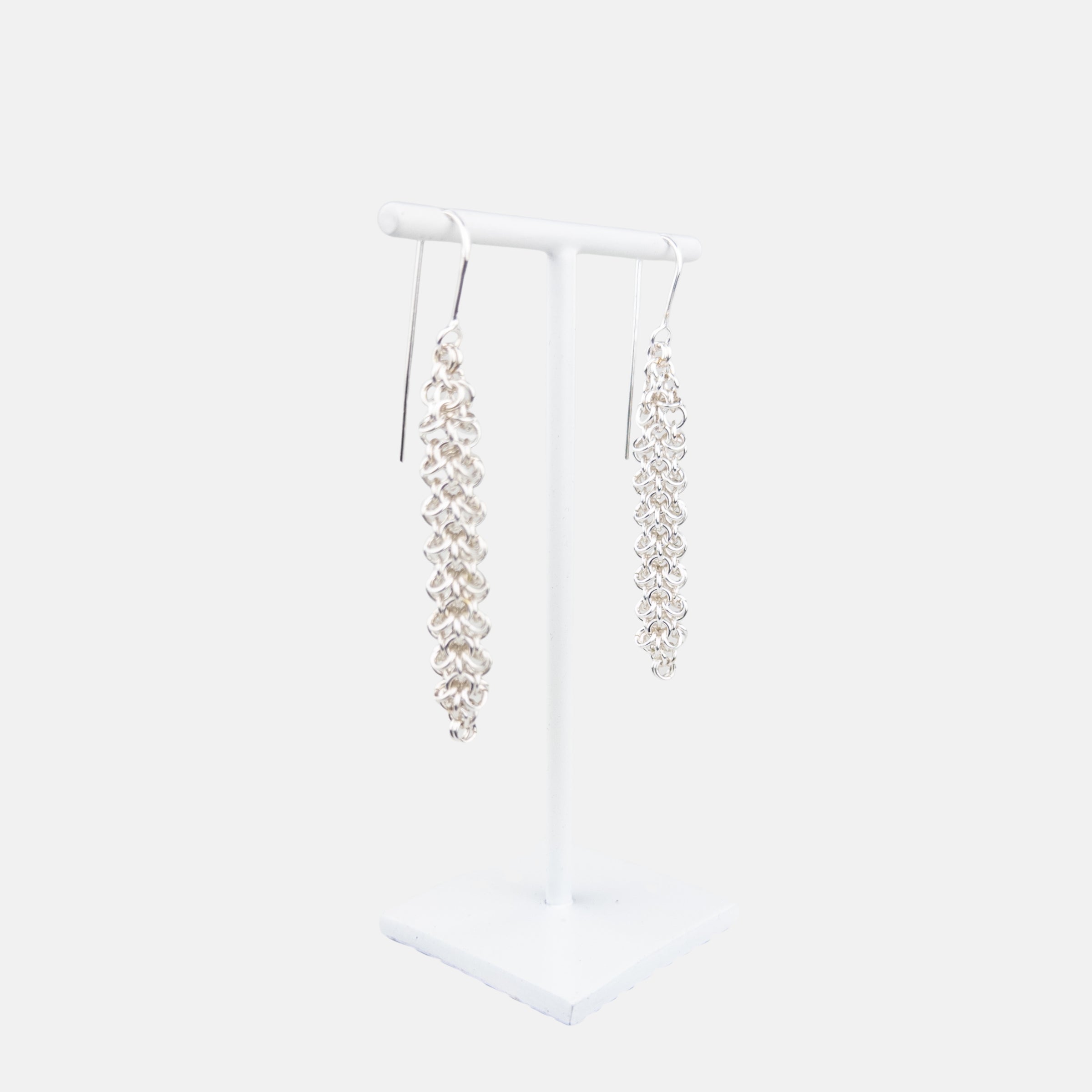Alison Evans Long Silver Chainmail Earrings - Big Bag NY