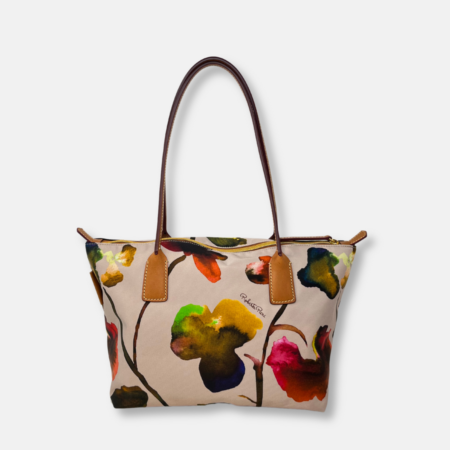 Roberta Pieri Robertina Small Tote in Flower Print Pearl - Big Bag NY