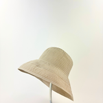 Grevi Beige and White Vertical Striped Bucket Hat Wide Brim - Big Bag NY