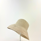 Grevi Beige and White Vertical Striped Bucket Hat Wide Brim - Big Bag NY