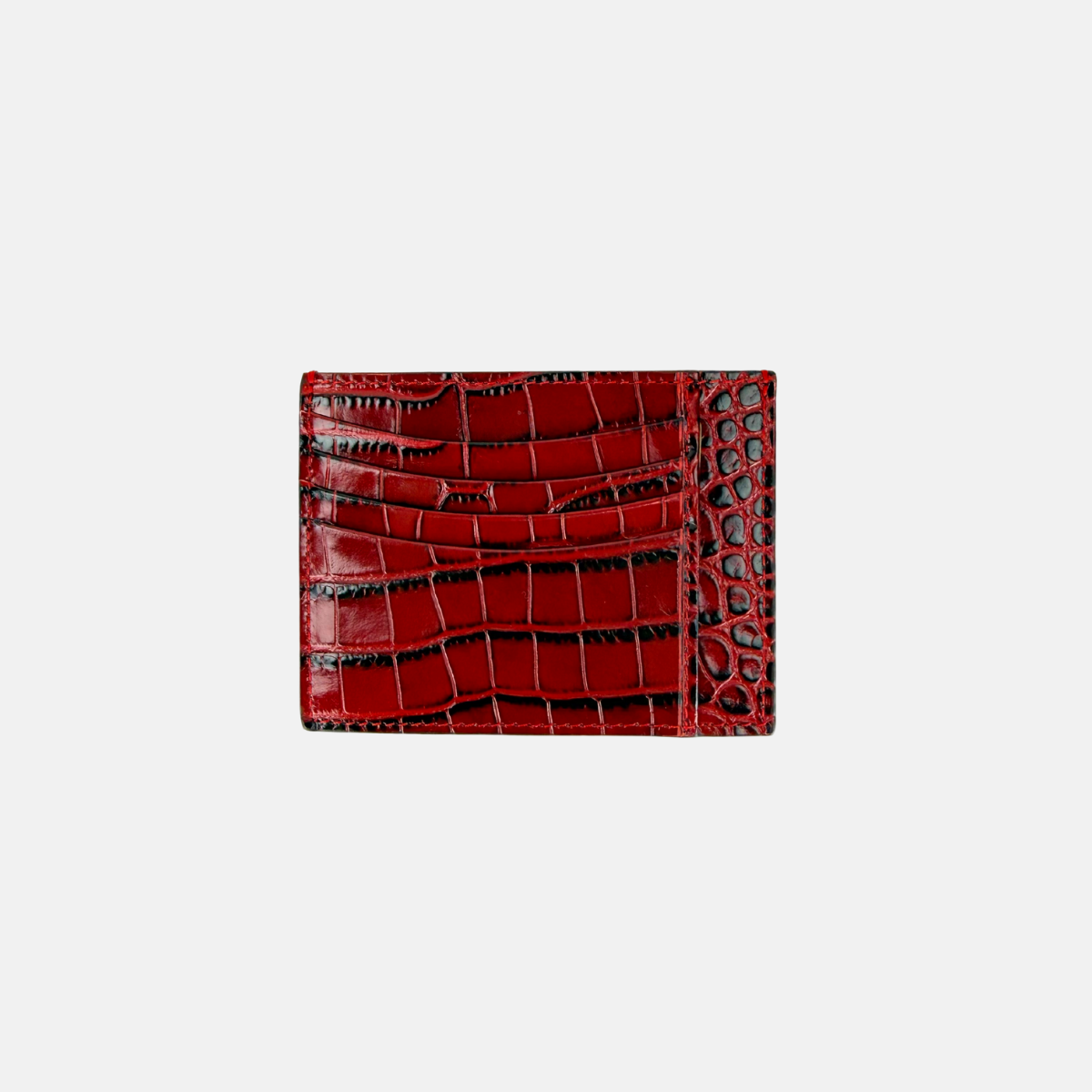 Biagini Croco Embossed Compact Credit Card Organizer in Wine Red - Big Bag NY