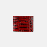 Biagini Croco Embossed Compact Credit Card Organizer in Wine Red - Big Bag NY