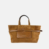 Gianni Chiarini Belty Medium Suede Tote in Cognac - Big Bag NY
