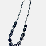 Long Black Quartz with Contrast White Stitch Necklace
