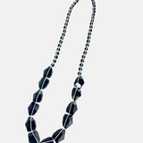 Long Black Quartz with Contrast White Stitch Necklace