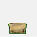 Caterina Bertini Straw Caning Flap Shoulder Bag in Green - Big Bag NY