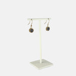 Ithil Round Pewter Druzy Dangle Earrings in Gold - Big Bag NY