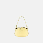Plinio Visona Small Whip Stitched Shoulder Hobo Bag with Outer Pocket in Canary - Big Bag NY