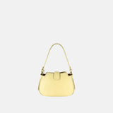 Plinio Visona Small Whip Stitched Shoulder Hobo Bag with Outer Pocket in Canary - Big Bag NY