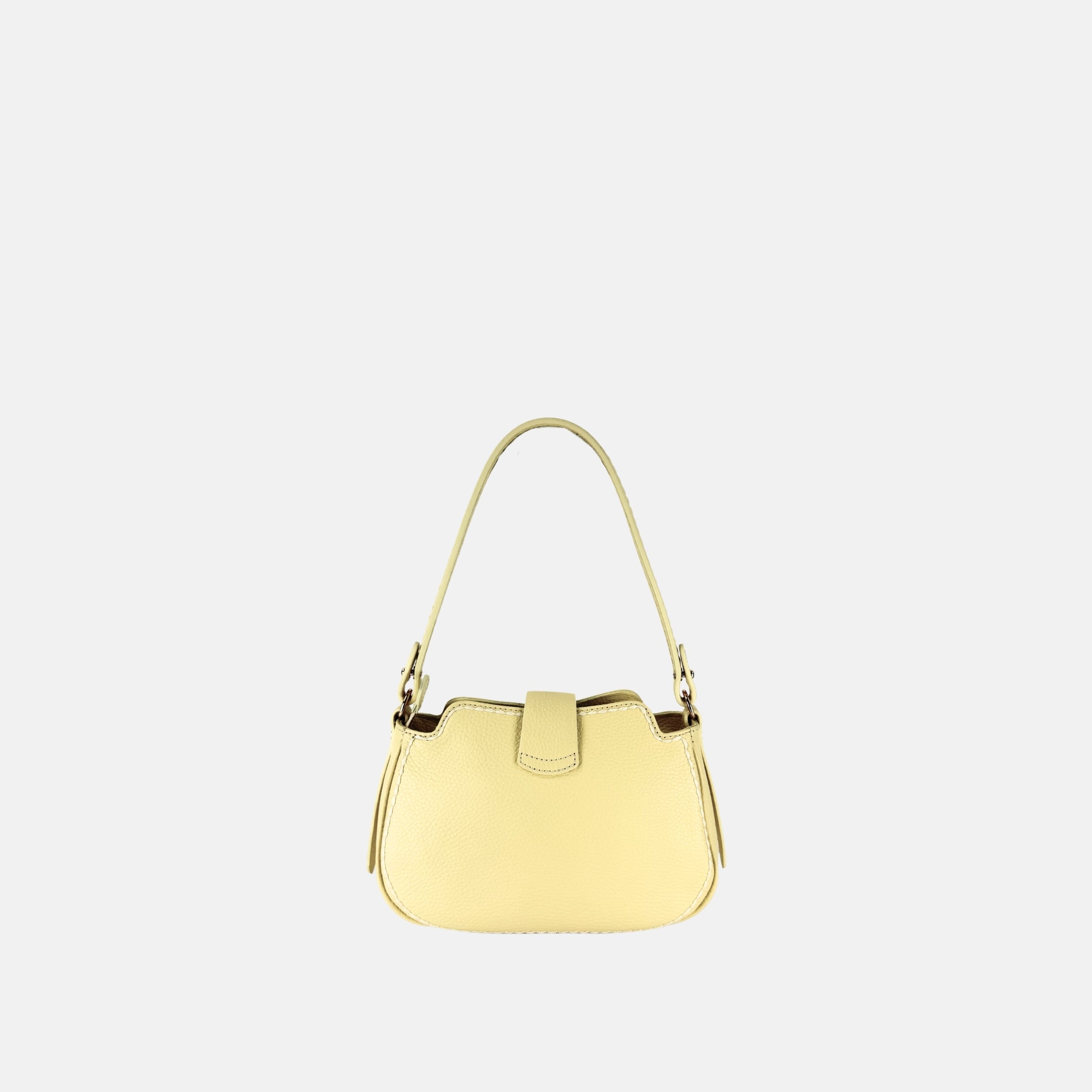 Plinio Visona Small Whip Stitched Shoulder Hobo Bag with Outer Pocket in Canary - Big Bag NY