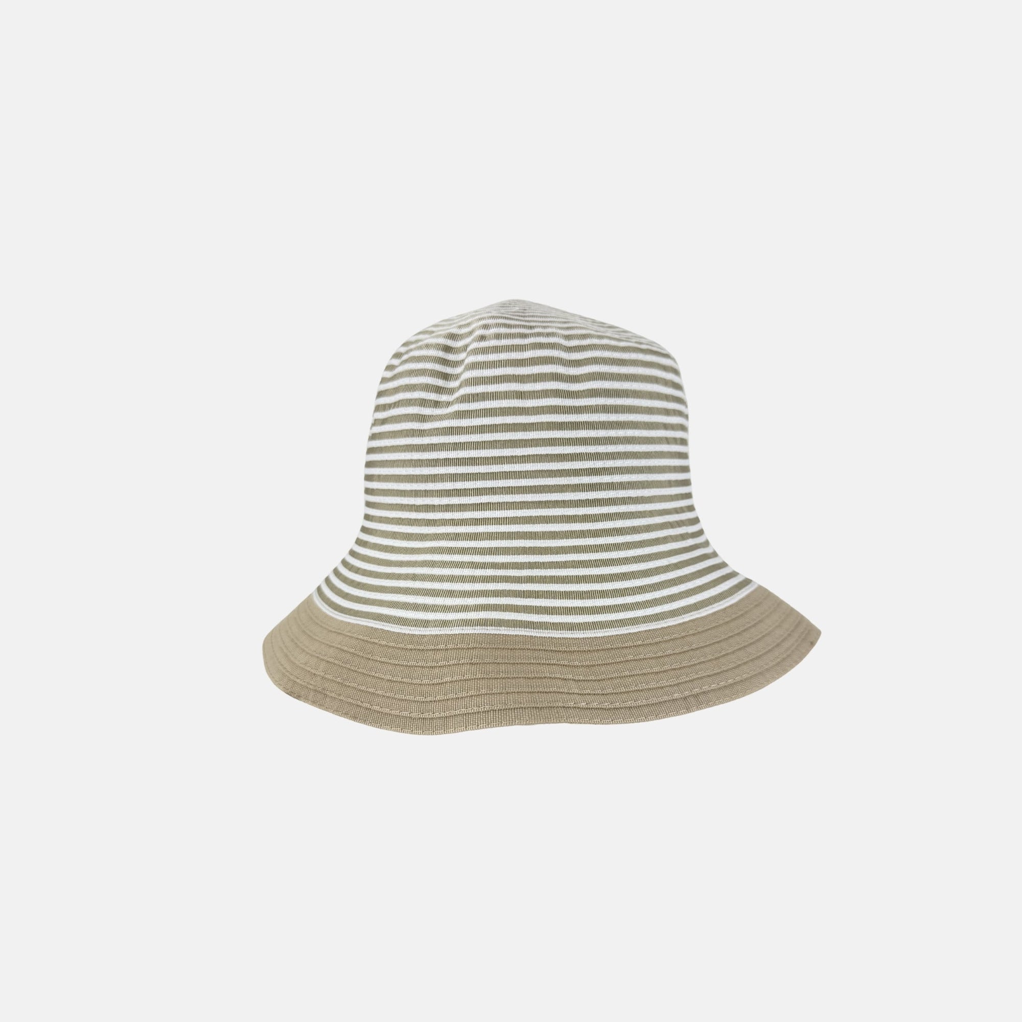 Grevi Striped Cotton Bucket Hat in Biege - Big Bag NY