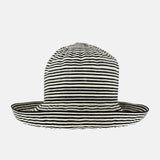 Ferruccio Vecchi Black and Ivory Striped Cotton Blend Summer Hat - Big Bag NY