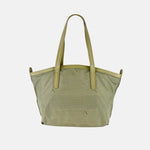 PLINIO Zippered Tote with Outer Leather Pocket in Green - Big Bag NY