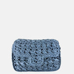 Caterina Bertini Medium Crochet Flapover Shoulder Bag in Blue - Big Bag NY