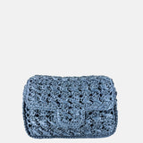 Caterina Bertini Medium Crochet Flapover Shoulder Bag in Blue - Big Bag NY