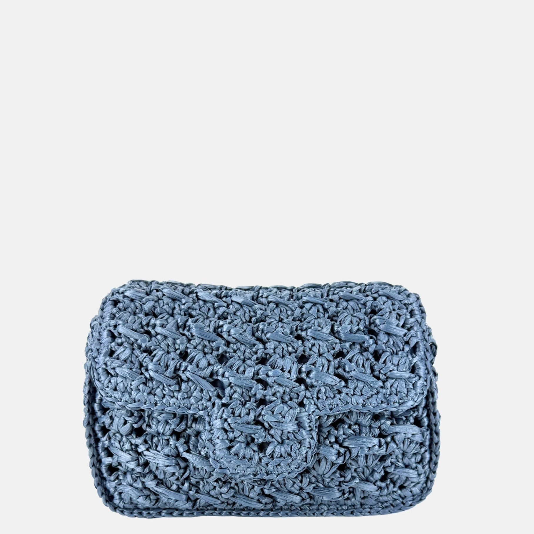 Caterina Bertini Medium Crochet Flapover Shoulder Bag in Blue - Big Bag NY
