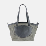 PLINIO Zippered Tote with Outer Leather Pocket in Black - Big Bag NY
