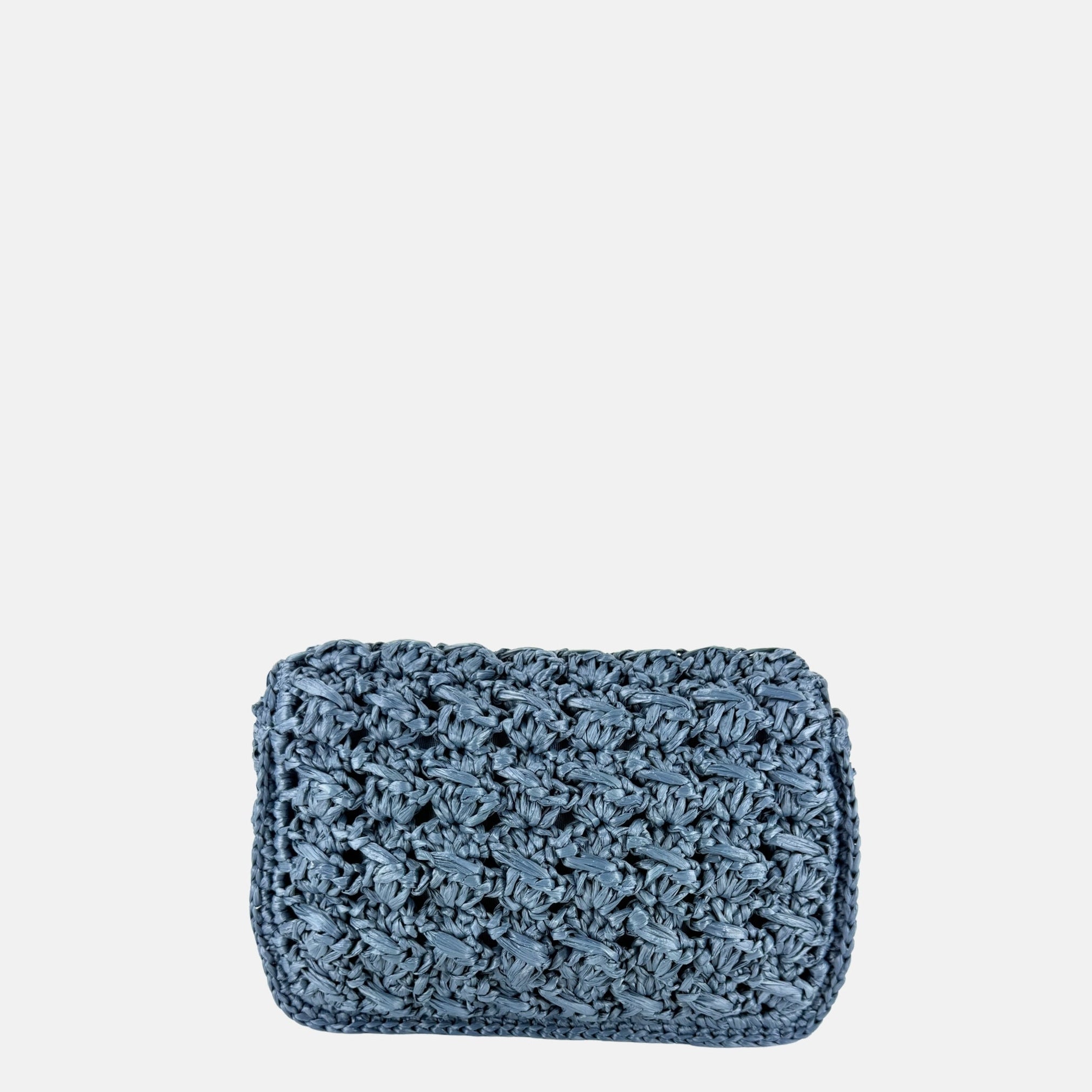 Caterina Bertini Medium Crochet Flapover Shoulder Bag in Blue - Big Bag NY