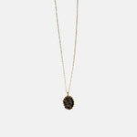 Ithil Oval Pewter Druzy Necklace in Gold - Big Bag NY