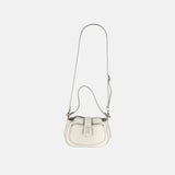 Plinio Visona Small Whip Stitched Shoulder Hobo Bag with Outer Pocket in Cream - Big Bag NY
