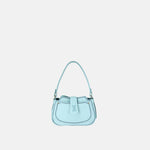 Plinio Visona Small Whip Stitched Shoulder Hobo Bag with Outer Pocket in Cristallo - Big Bag NY
