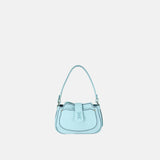 Plinio Visona Small Whip Stitched Shoulder Hobo Bag with Outer Pocket in Cristallo - Big Bag NY