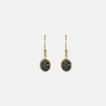 Ithil Oval Pewter Druzy Dangle Earrings in Gold - Big Bag NY