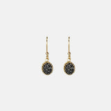 Ithil Oval Pewter Druzy Dangle Earrings in Gold - Big Bag NY